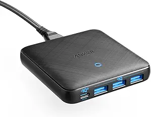 Anker 65W 4 Port PIQ 3.0 & GaN Fast Charger Adapter, PowerPort Atom III Slim Wall Charger - 45W USB C Port, Ideal for MacBook, Laptops, iPad Pro, iPhone, Galaxy, Pixel